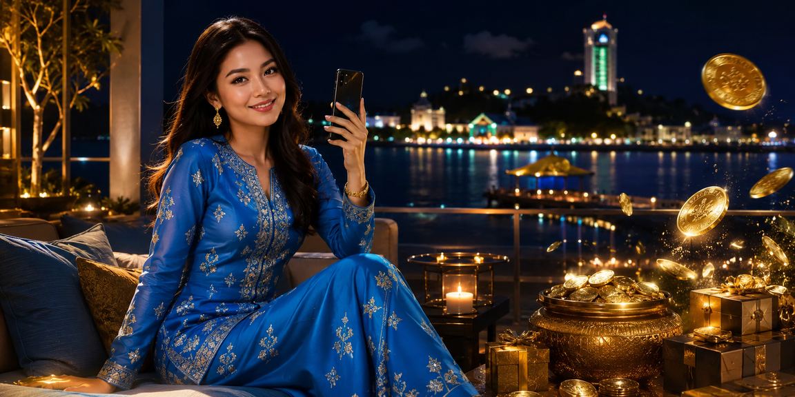 Pengguna scr88 berbaju kurung mengakses platform kasino mudah alih di Malaysia